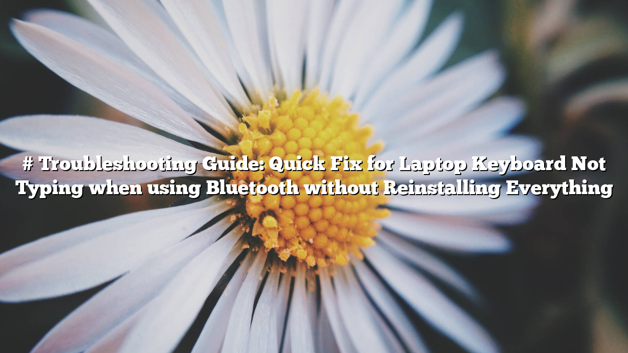 # Troubleshooting Guide: Quick Fix for Laptop Keyboard Not Typing when using Bluetooth without Reinstalling Everything